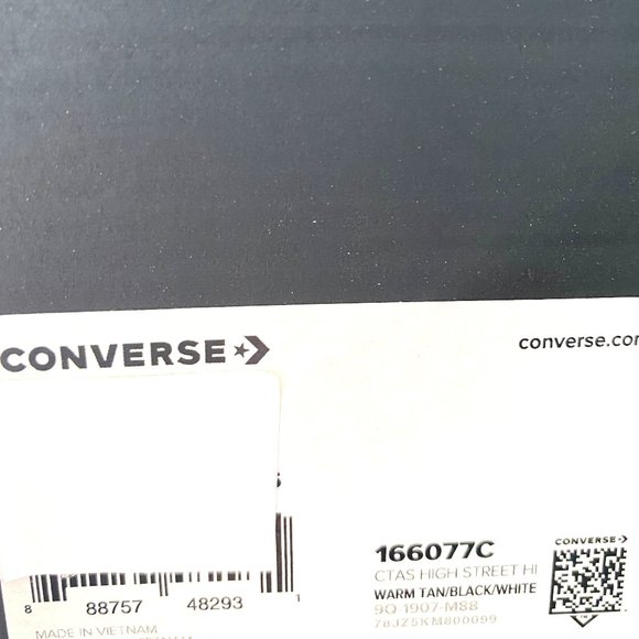 Converse CTAS HIGH STREET Black Canvas Brown Heel Mid Top Sneakers Men's 166077C - Picture 9 of 10